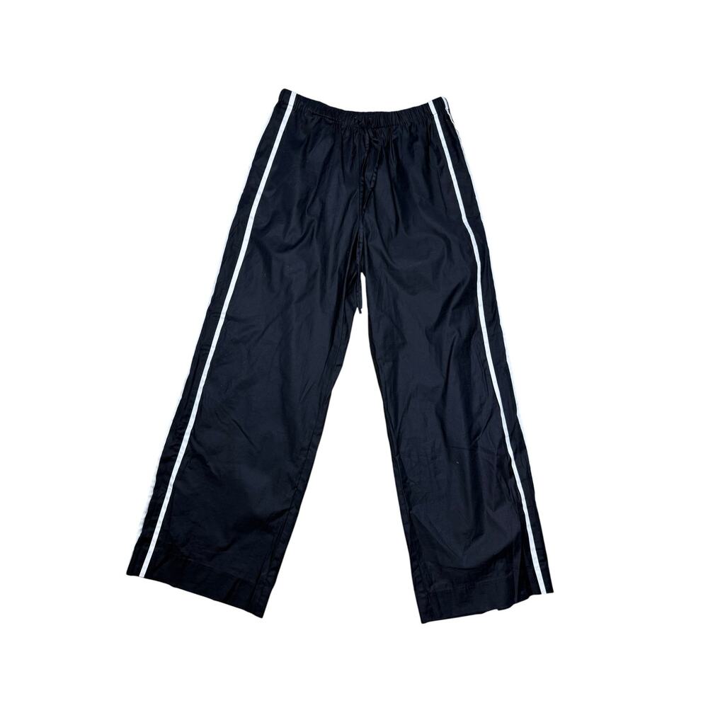 Reformation Julien Poplin Organic Wide Leg Track Pant Black White Stripe Small - Picture 8 of 11